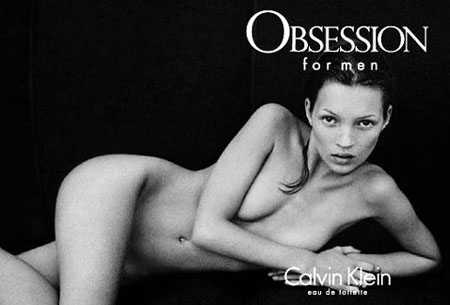 Her pose for Calvin Klein's perfume “Obsession” 